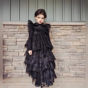 Wednesday Addams (Jenna Ortega) black tulle prom dress